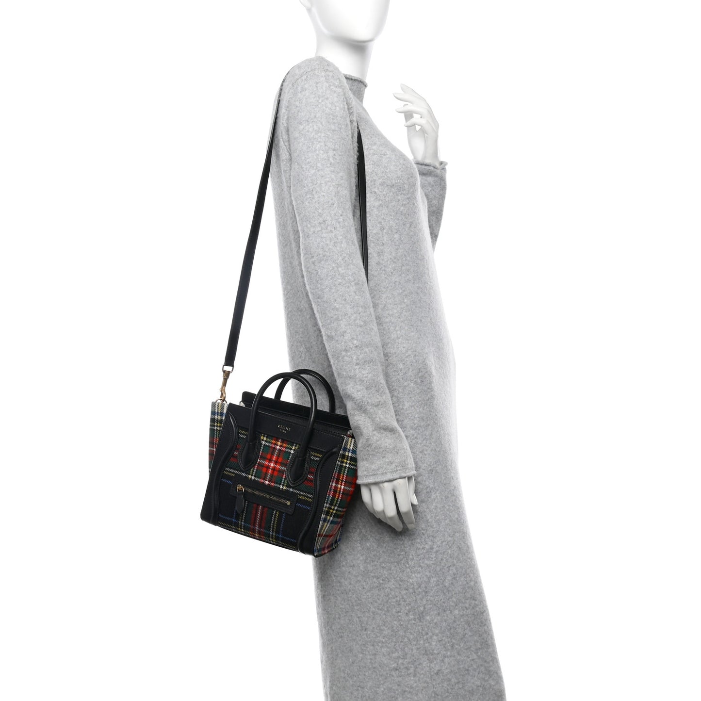 Tartan Calfskin Nano Luggage Red Blue