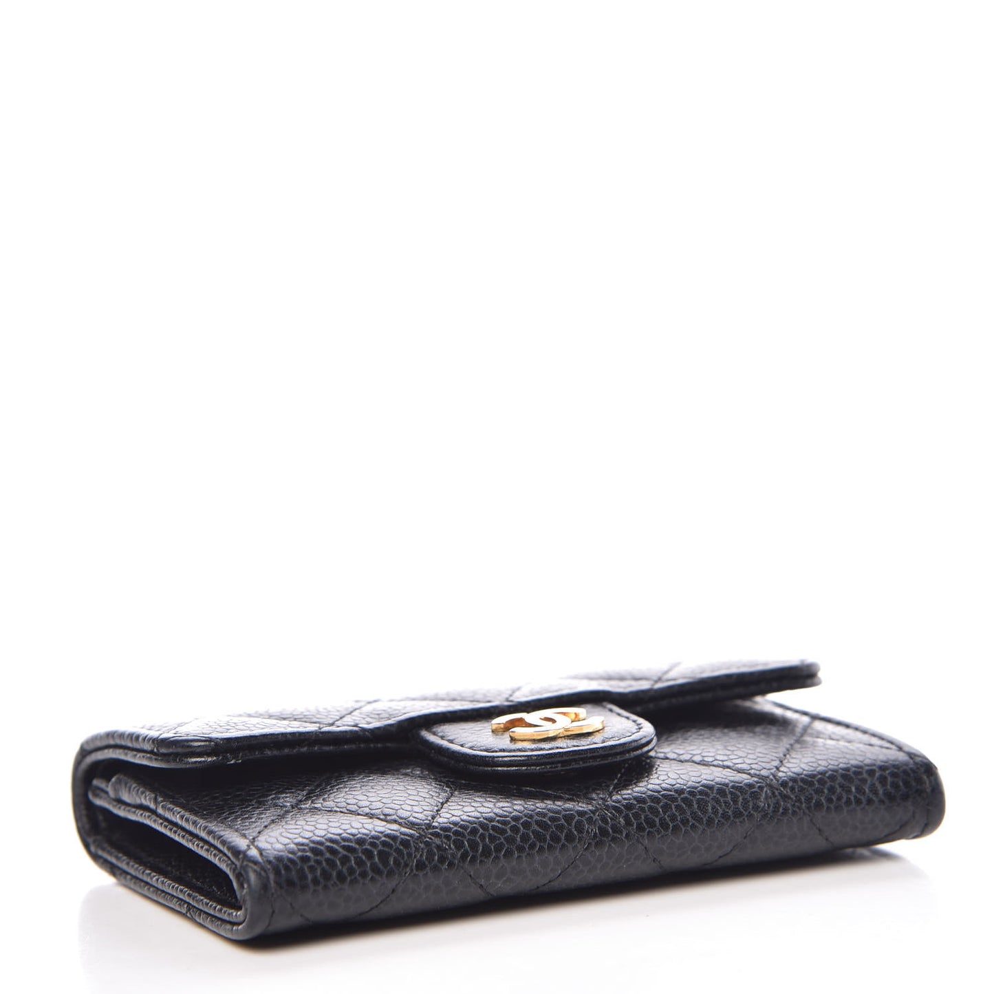 Caviar Quilted Flap Card Holder Black