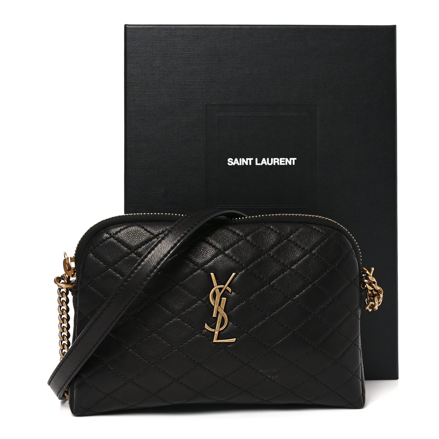 Lambskin Quilted Gaby Zipped Pouch Black