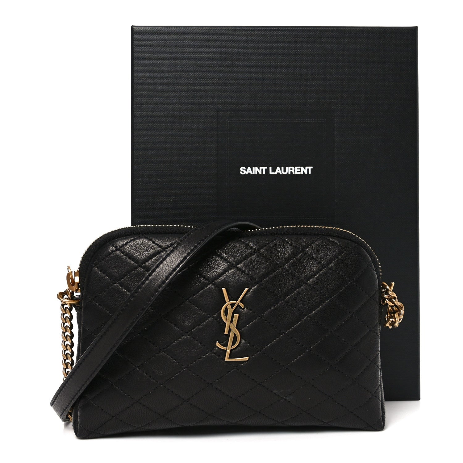 Saint Laurent Lambskin Quilted Gaby Zipped Pouch Black 10 of 10