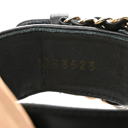 Chanel Calfskin Wood Buckle Sandals 36 Black 9 of 10
