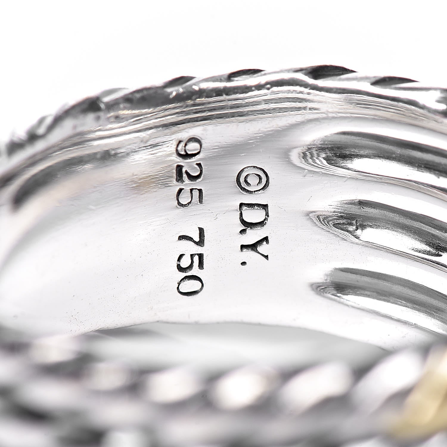 David Yurman Sterling Silver 18K Yellow Gold Black Diamond Willow Serpentine Ring 57 8 5 of 5