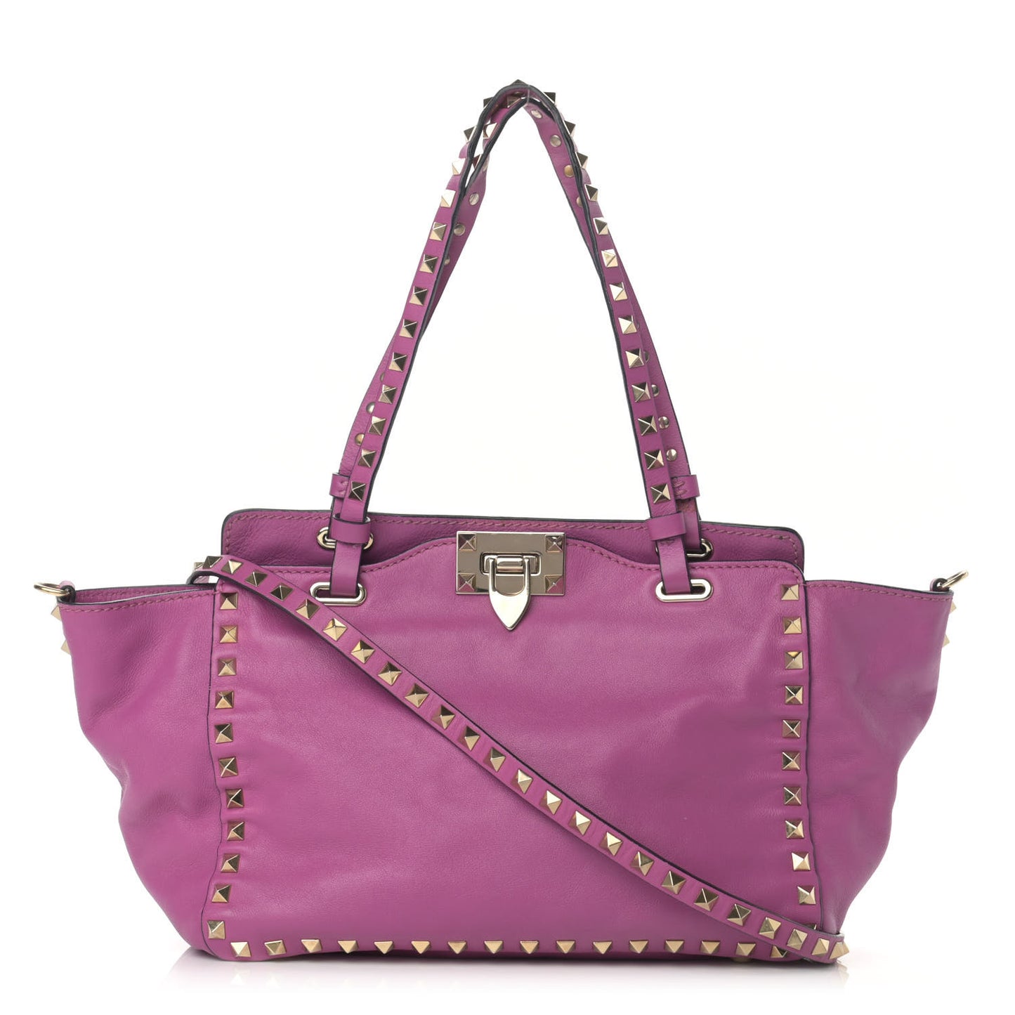 Vitello Small Rockstud Tote Purple Violet