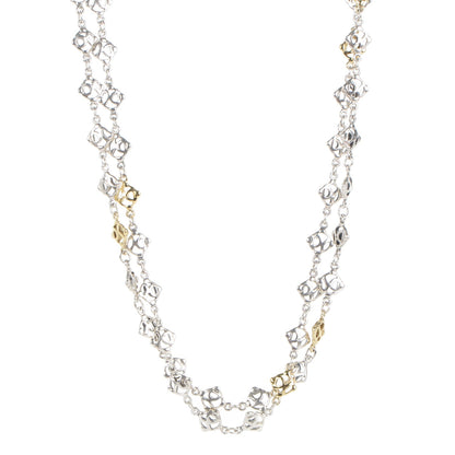 David Yurman Sterling Silver 18K Yellow Gold Logo Chain Necklace 1 of 3