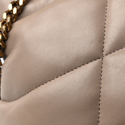 Saint Laurent Lambskin Quilted Medium Loulou Puffer Monogram Chain Satchel Dark Beige 16 of 16