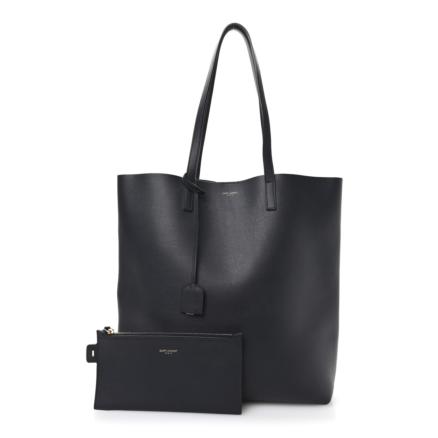 Saint Laurent Calfskin Medium Shopping Tote Deep Marine 3 of 11