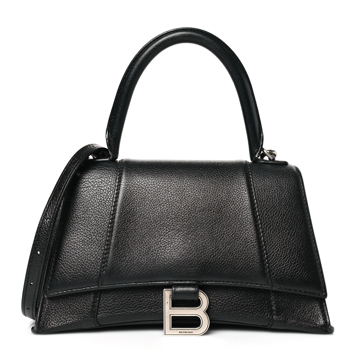 Balenciaga Grained Calfskin Small Hourglass Top Handle Bag Black 1 of 10