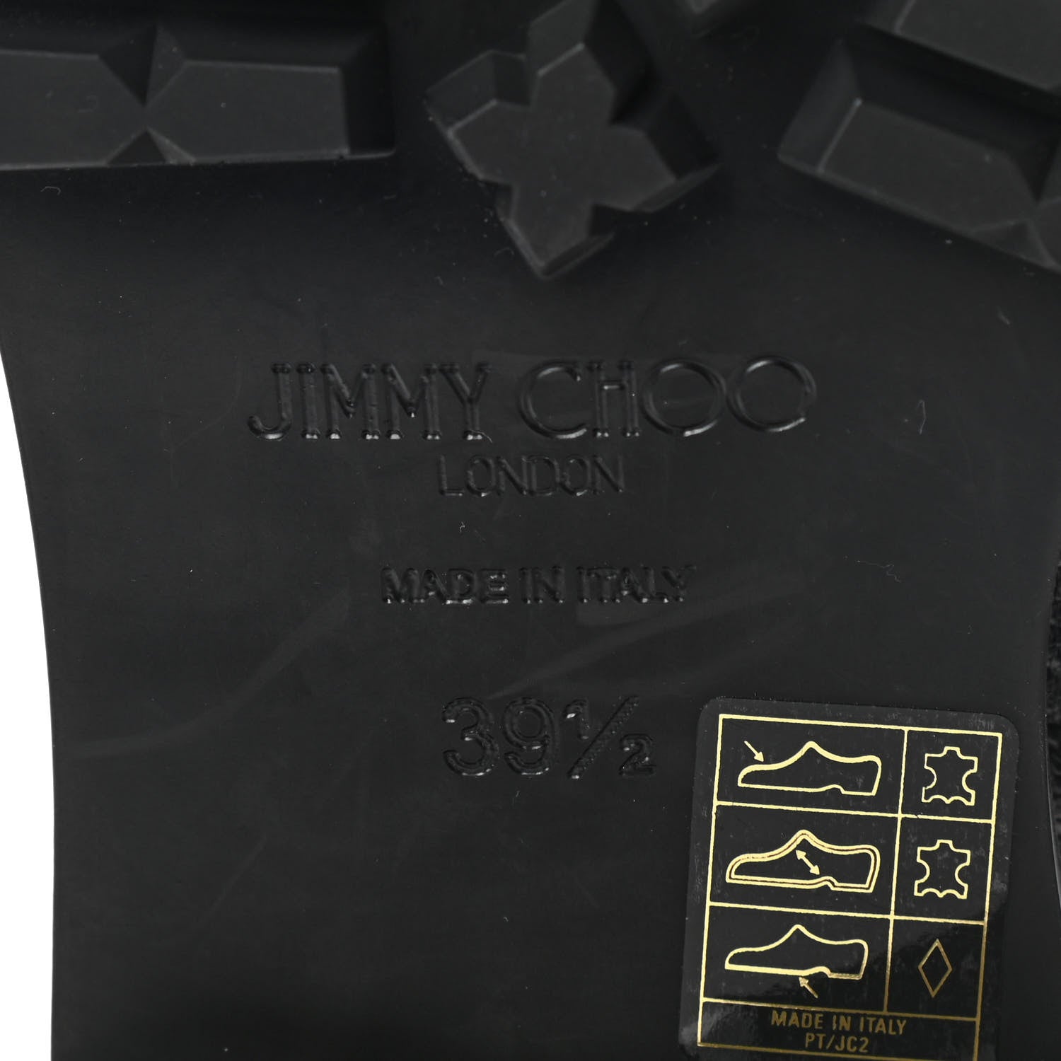 Jimmy Choo Grained Calfskin Crystal Embellished Cruz Combat Boots 39.5 Black 6 of 7