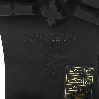 Jimmy Choo Grained Calfskin Crystal Embellished Cruz Combat Boots 39.5 Black 6 of 7