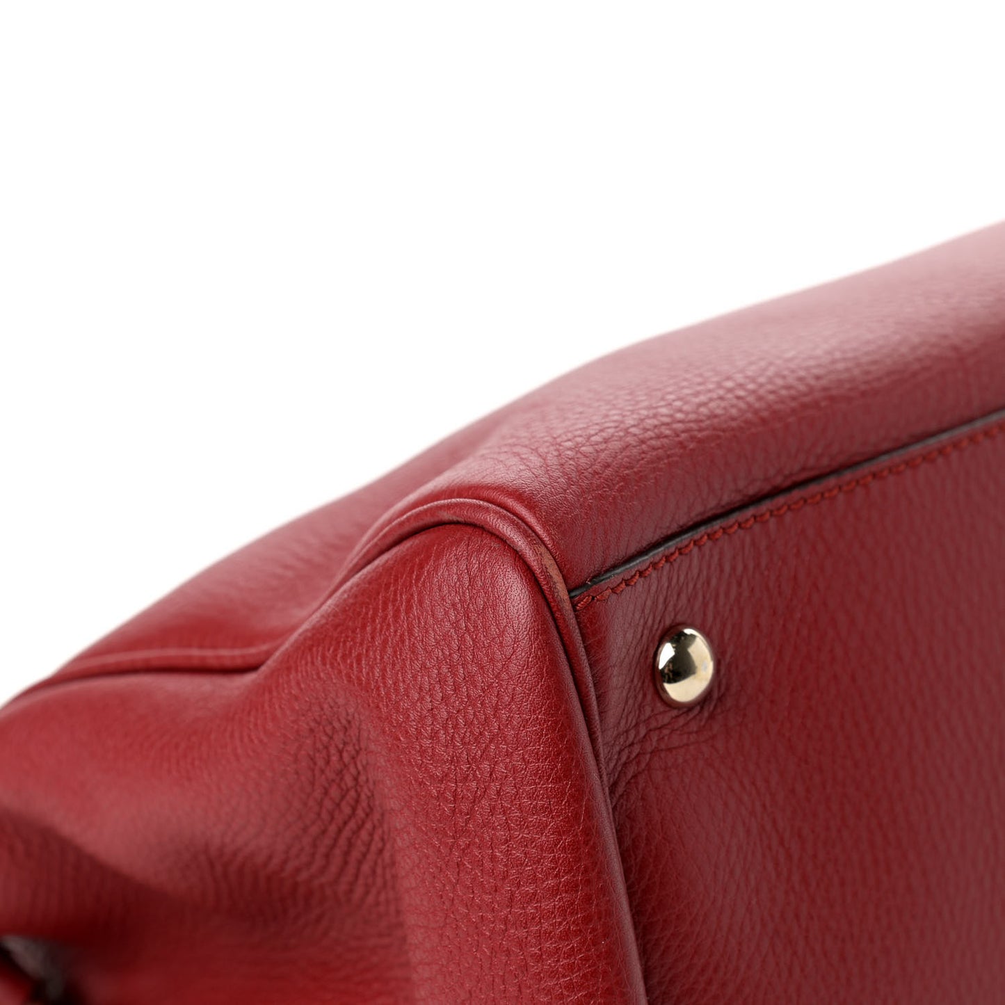 Pebbled Calfskin Medium Bamboo Shopper Tote Red