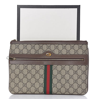 Gucci GG Supreme Monogram Large Ophidia Pouch Clutch Brown 9 of 9