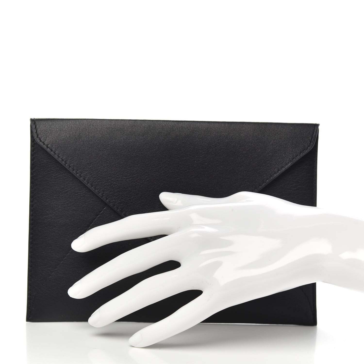 Delvaux Grained Calfskin Envelope Clutch Black 2 of 8
