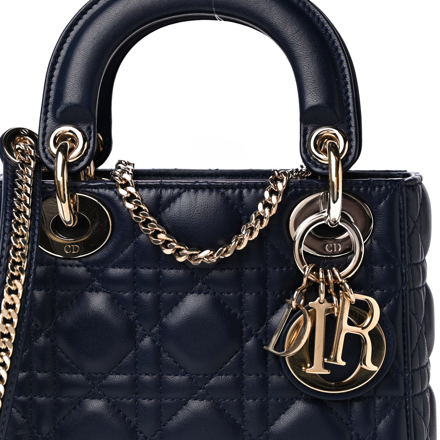 Christian Dior Lambskin Cannage Mini Lady Dior Navy Blue 5 of 10