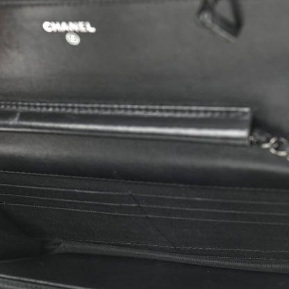 Chanel Lambskin Chevron Quilted Wallet On Chain WOC So Black 4 of 12