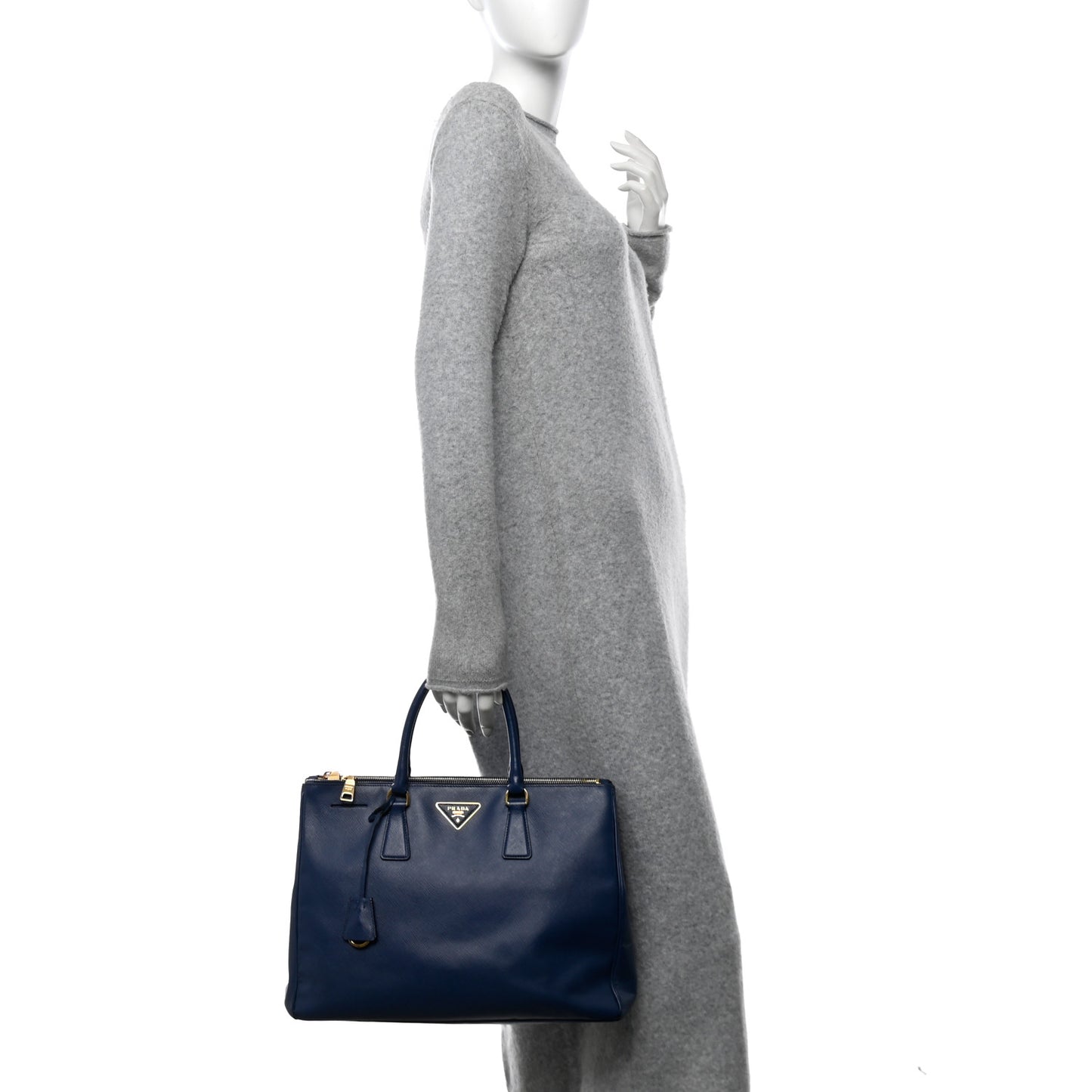 Saffiano Lux Large Galleria Double Zip Tote Bluette