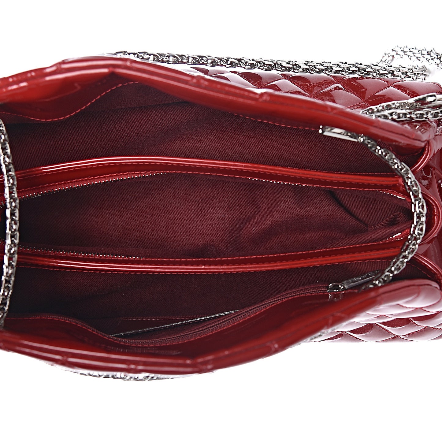 Patent Quilted Medium Just Mademoiselle Bowling Bag Red