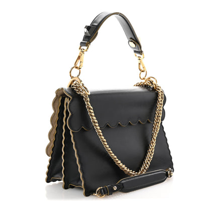 Fendi Vitello Liberty Scalloped Studded Kan I Shoulder Bag Black 3 of 10
