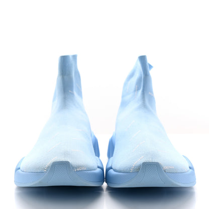 Balenciaga Technical 3D Recycled Knit Allover Logo Mens Speed 2.0 Sneakers 44 Soft Blue White 2 of 15