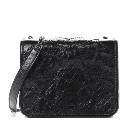 Saint Laurent Crinkled Calfskin Matelasse Monogram Niki Chain Wallet Black 1 of 10