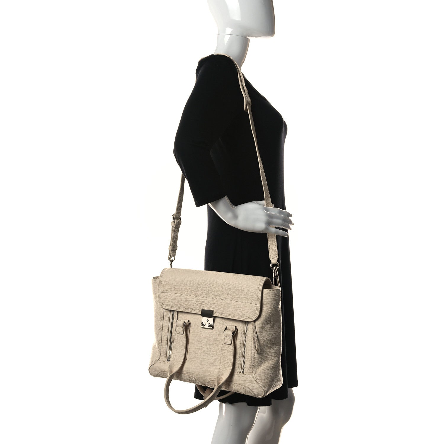 3.1 Phillip Lim Textured Calfskin Medium Pashli Satchel Milk 2 of 14