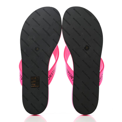 Balenciaga Calfskin Logo Thong Sandals 36 Neon Pink 5 of 7