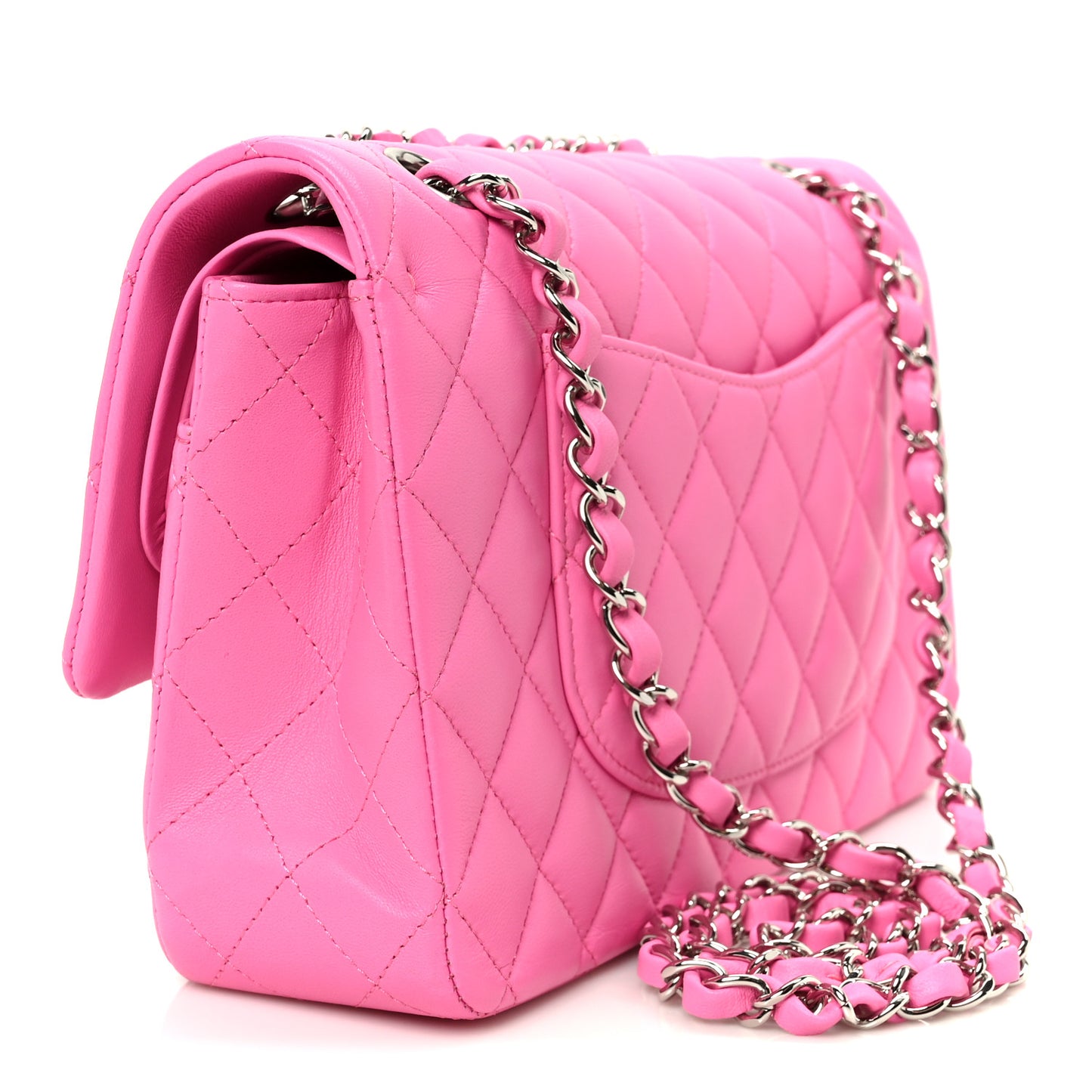 Lambskin Quilted Medium Double Flap Pink