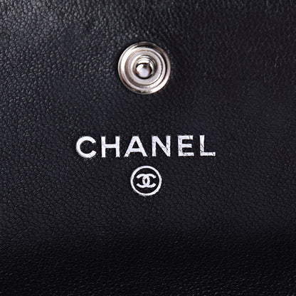 Chanel Lambskin Embossed Camellia Large Gusset Flap Wallet Black 8 of 14
