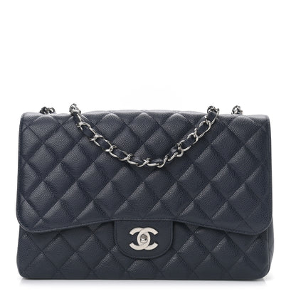 Chanel Caviar Quilted Jumbo Single Flap Navy 1 of 10