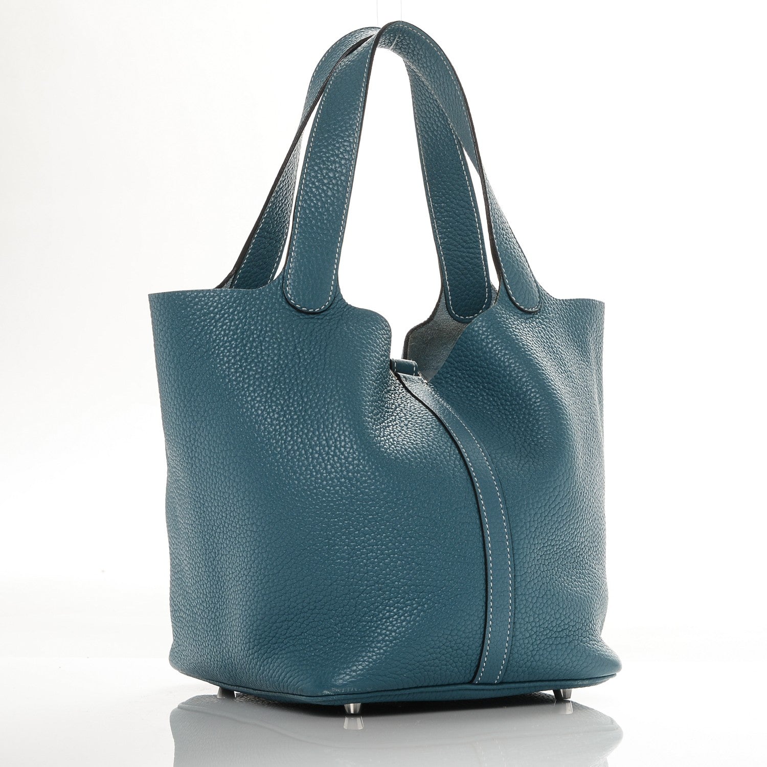 Hermes Taurillon Clemence Picotin Lock 22 MM Blue Jean 3 of 7