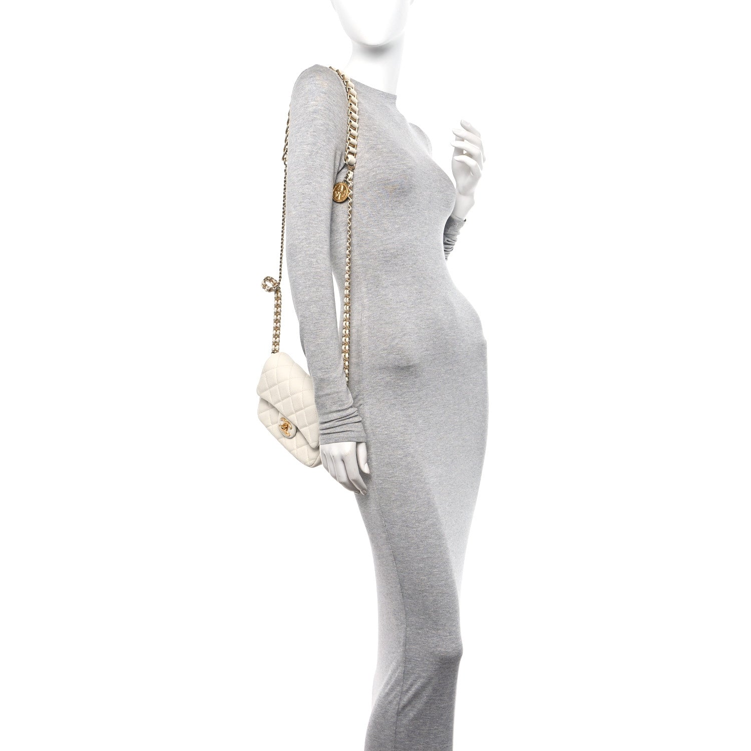 Chanel Caviar Quilted Mini Chain Soul Flap White 2 of 10