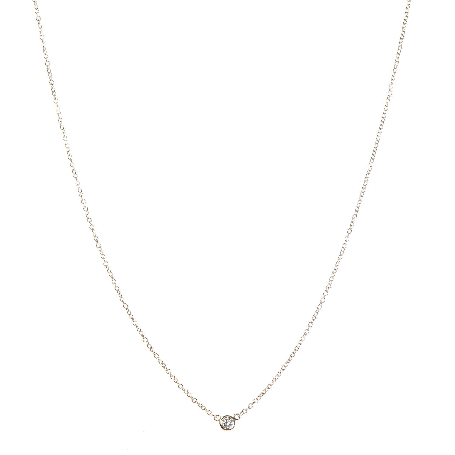 Tiffany 18K Yellow Gold Diamond .05ct Elsa Peretti Diamonds by the Yard Pendant Necklace 1 of 8