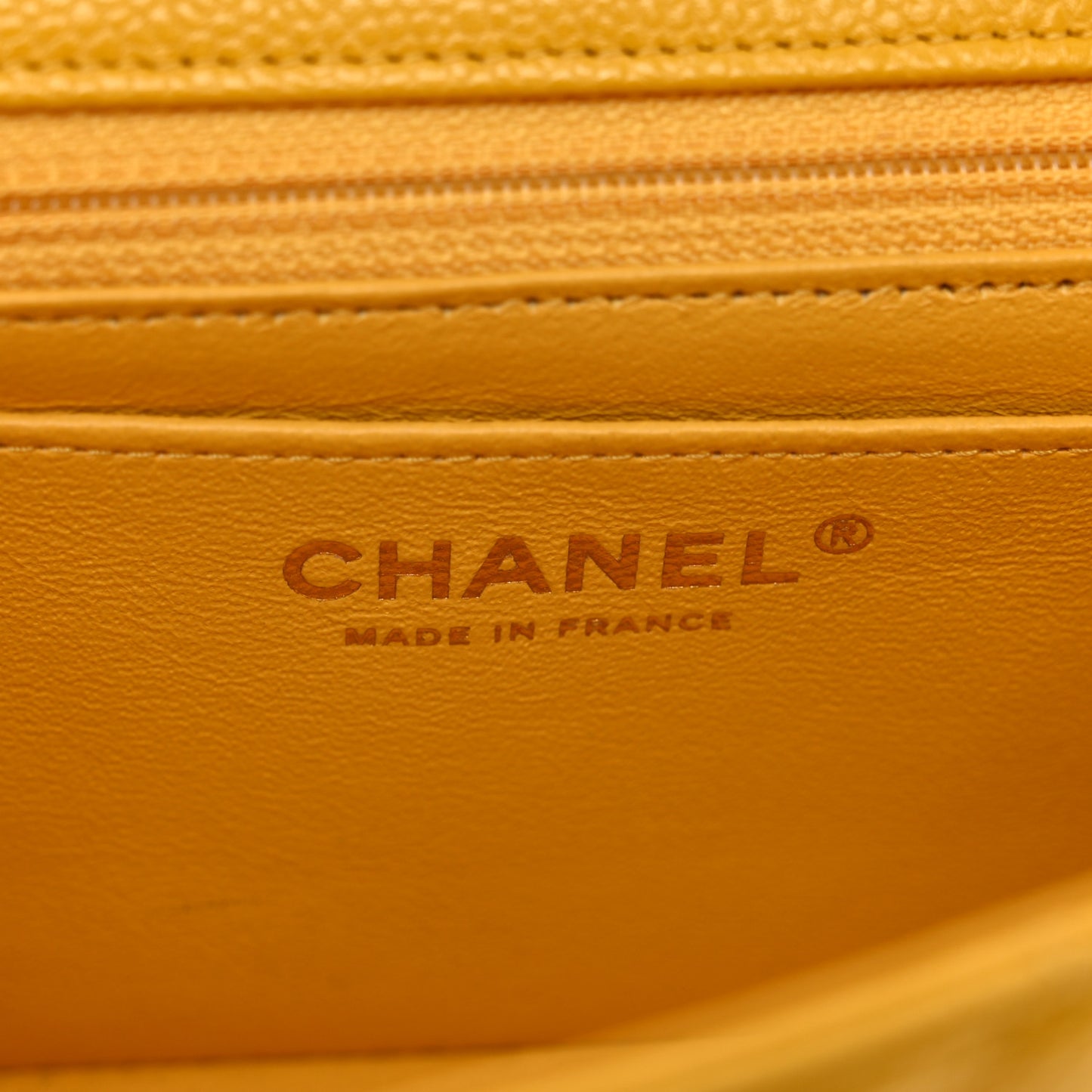 Caviar Quilted Mini Rectangular Flap Yellow