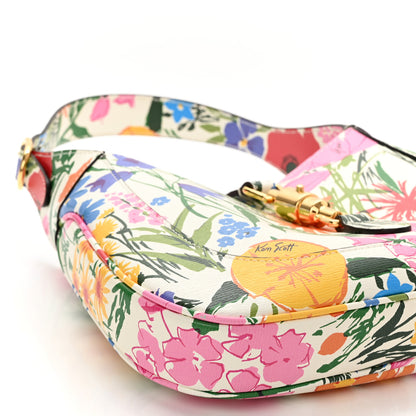 Gucci X KEN SCOTT New Shangai Calfskin Jardin D'Avril Floral Print Small Jackie 1961 Hobo Ivory Pink 9 of 11