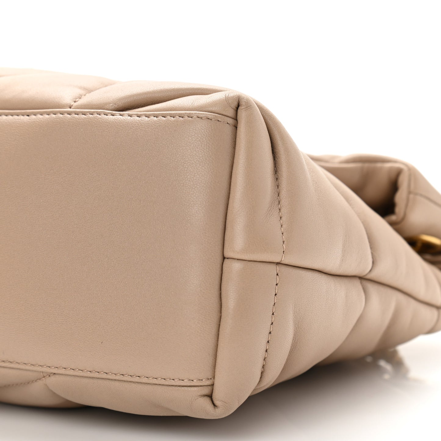 Lambskin Quilted Small Loulou Puffer Monogram Chain Satchel Dark Beige