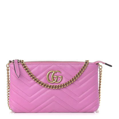 Gucci Calfskin Matelasse Mini GG Marmont Chain Bag Candy Mousse 1 of 15