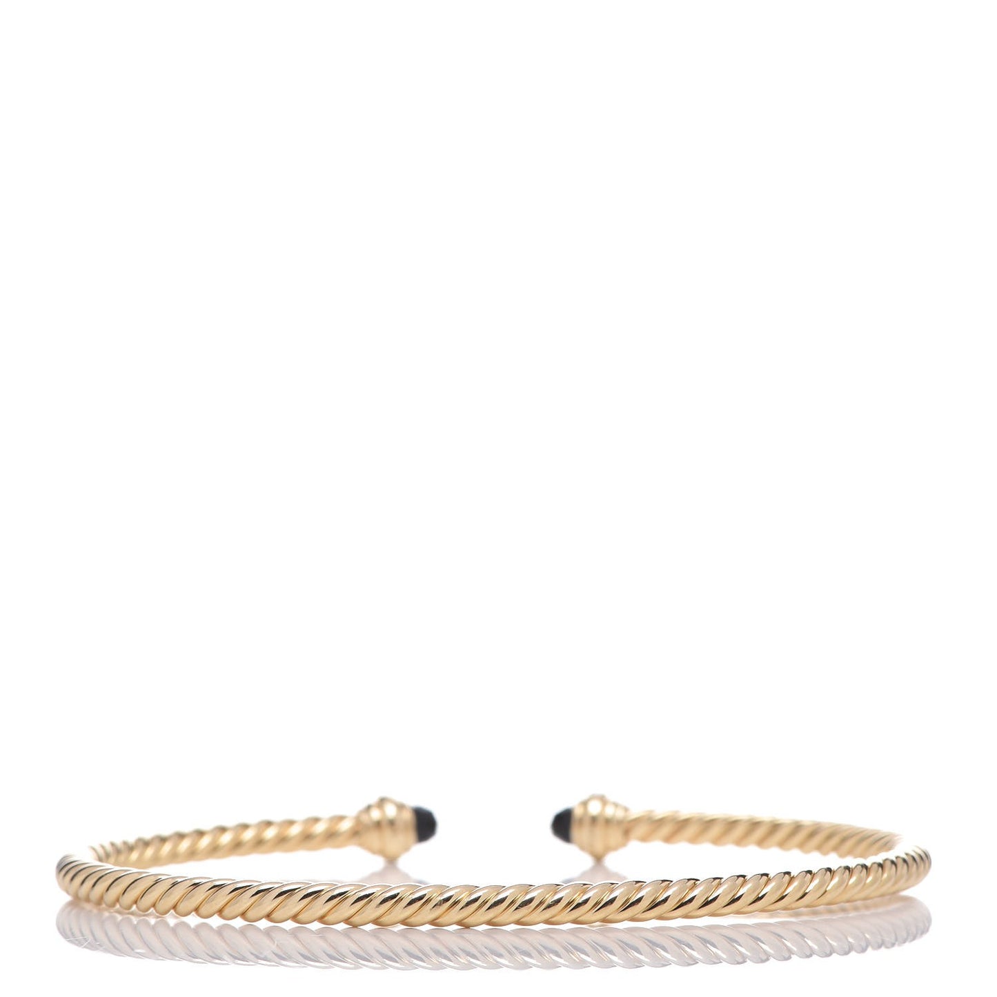 18K Yellow Gold Diamond Black Onyx 3mm Cablespira Bracelet