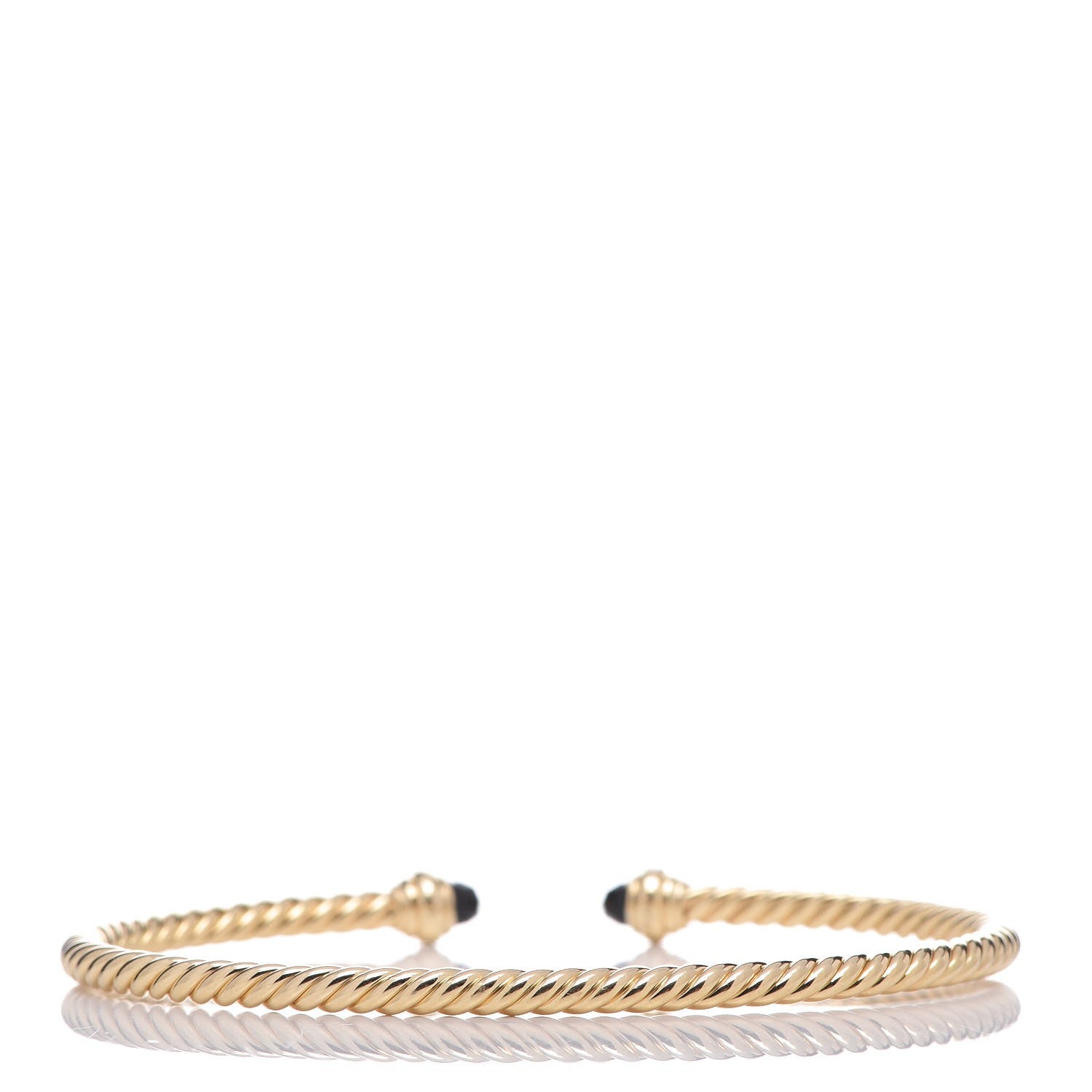 David Yurman 18K Yellow Gold Diamond Black Onyx 3mm Cablespira Bracelet 3 of 6