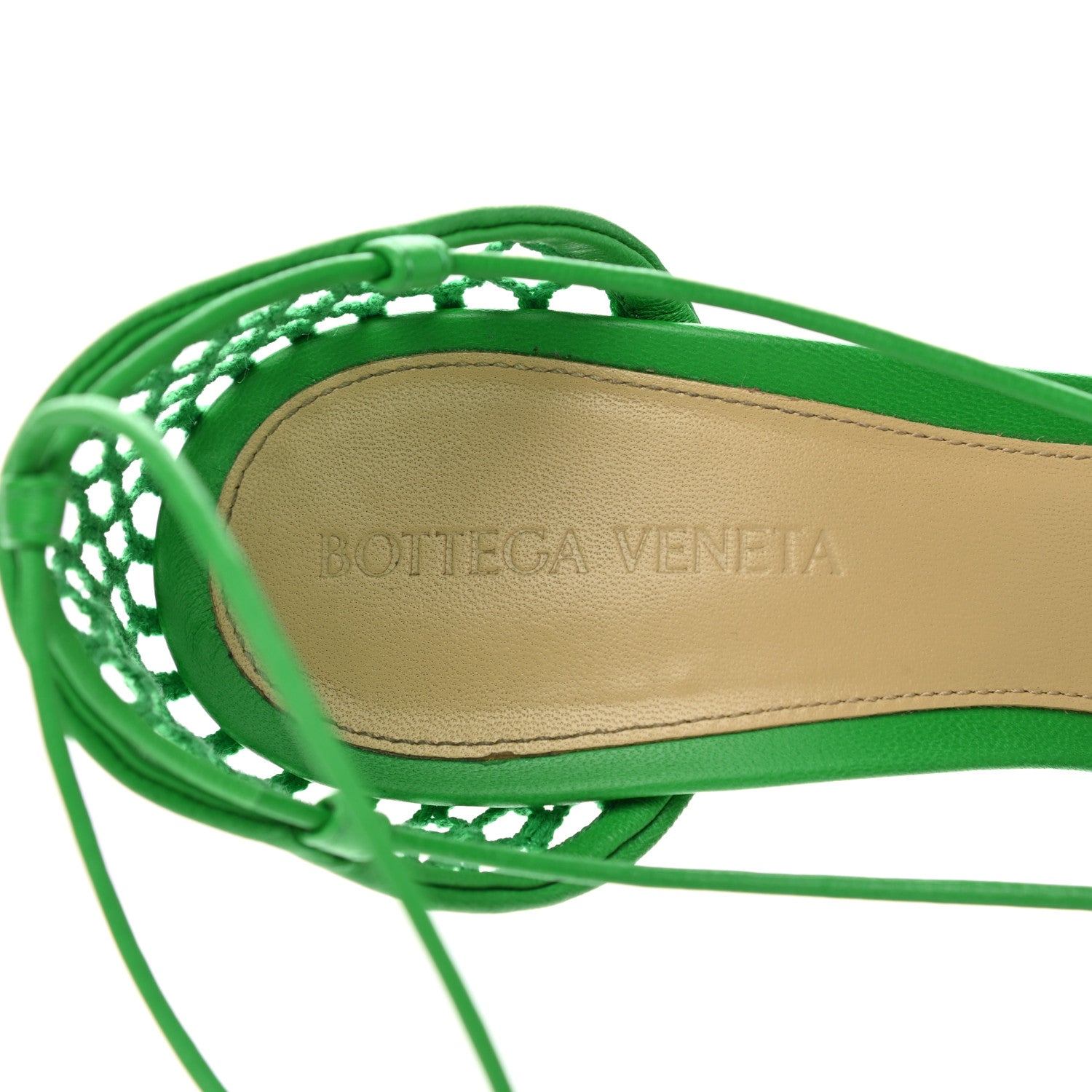 Bottega Veneta Mesh Nappa Stretch Ankle Tie 90mm Sandals 38.5 Grass 6 of 9