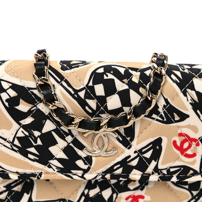Chanel Canvas Check Flag Printed CC Clutch With Chain Beige Multicolor 9 of 12