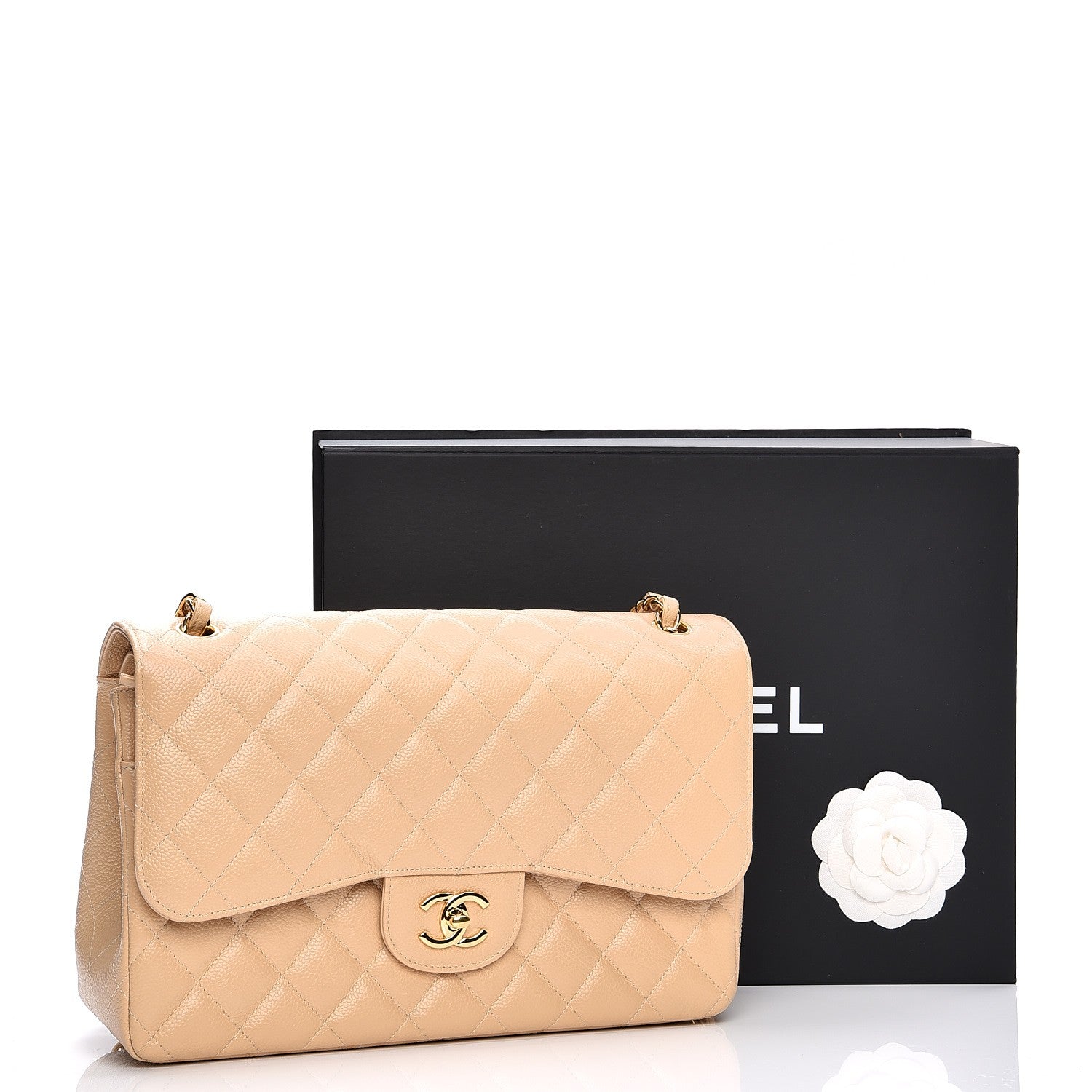 Chanel Caviar Quilted Jumbo Double Flap Beige Clair 8 of 8