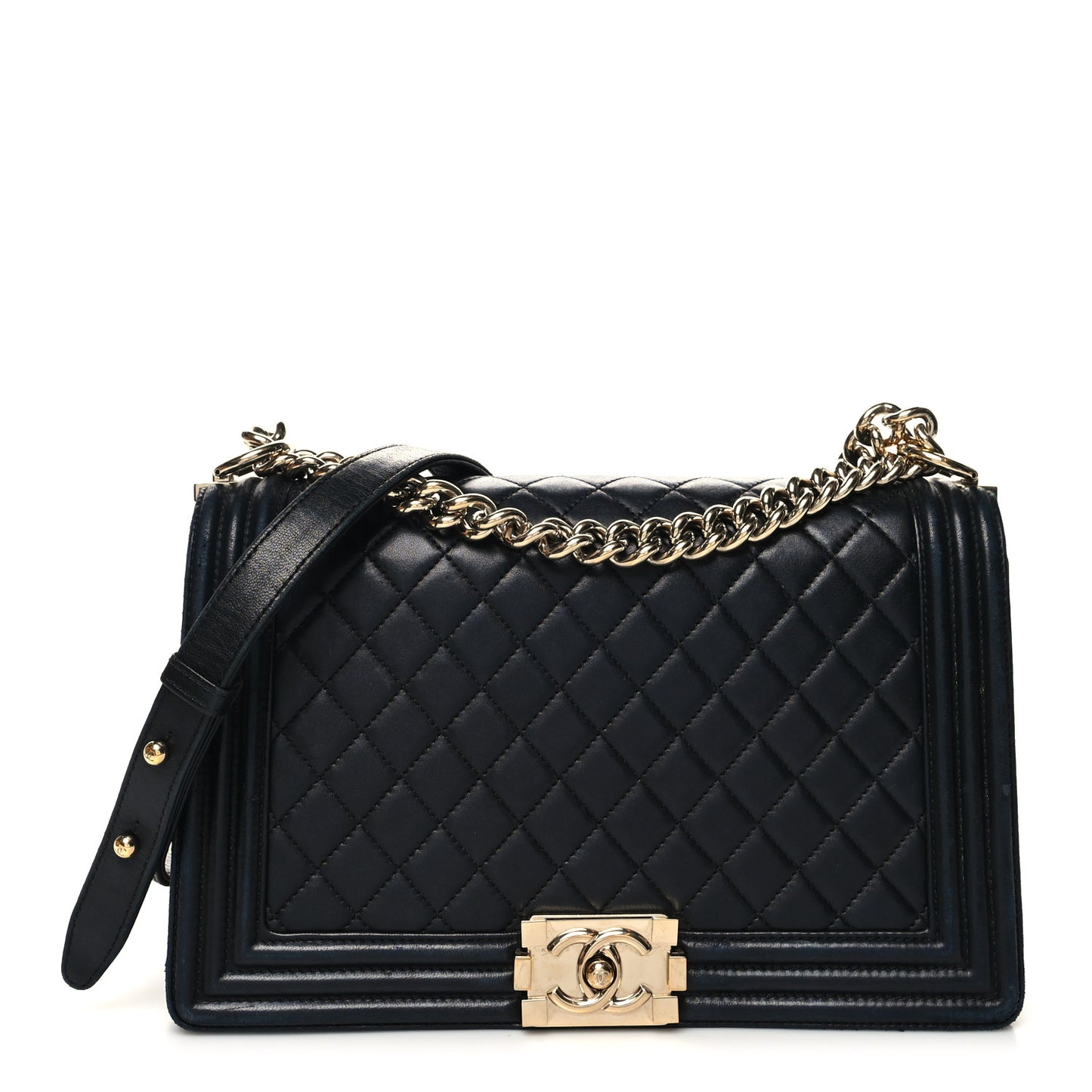 Lambskin Quilted New Medium Boy Flap Black