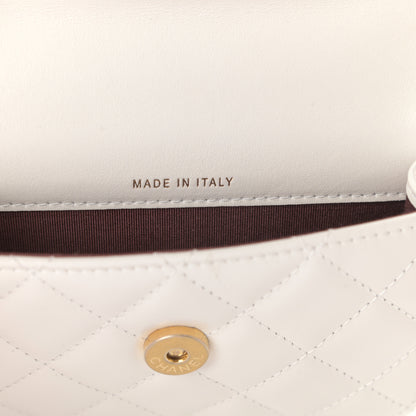 Chanel Calfskin Quilted Perfect Fit Coin Purse With Chain White 6 of 10