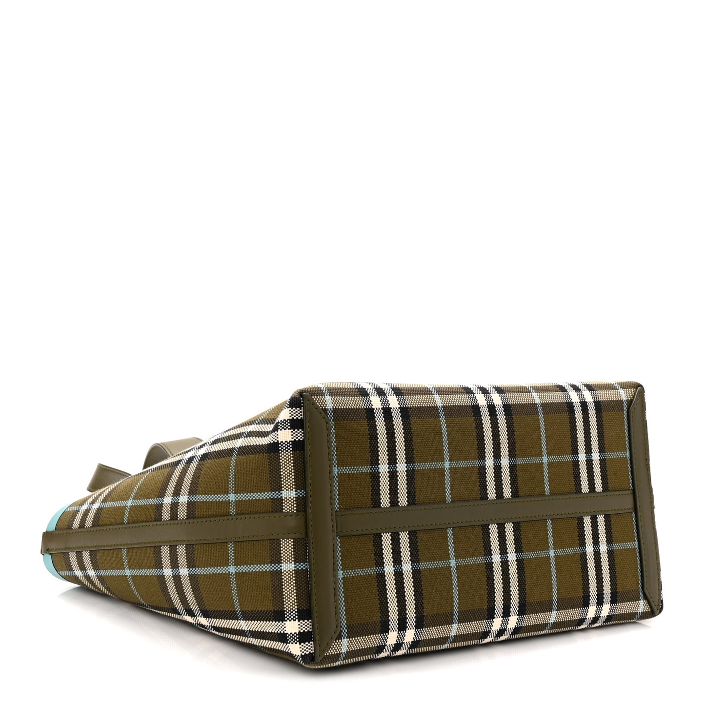 Cotton Check Small London Tote Bag Olive Green