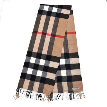 Burberry Cashmere Mega Check Fringe Scarf Camel 3 of 5