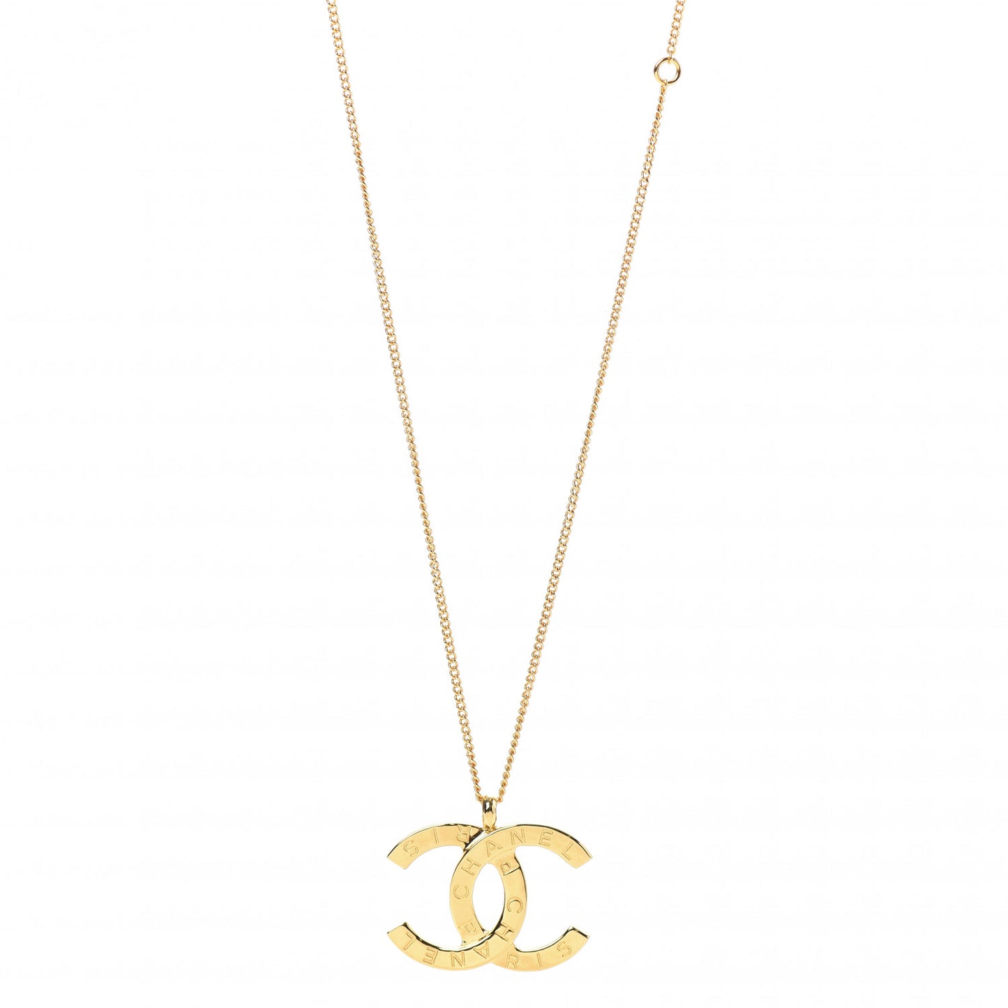 Metal CC Paris Button Necklace Gold