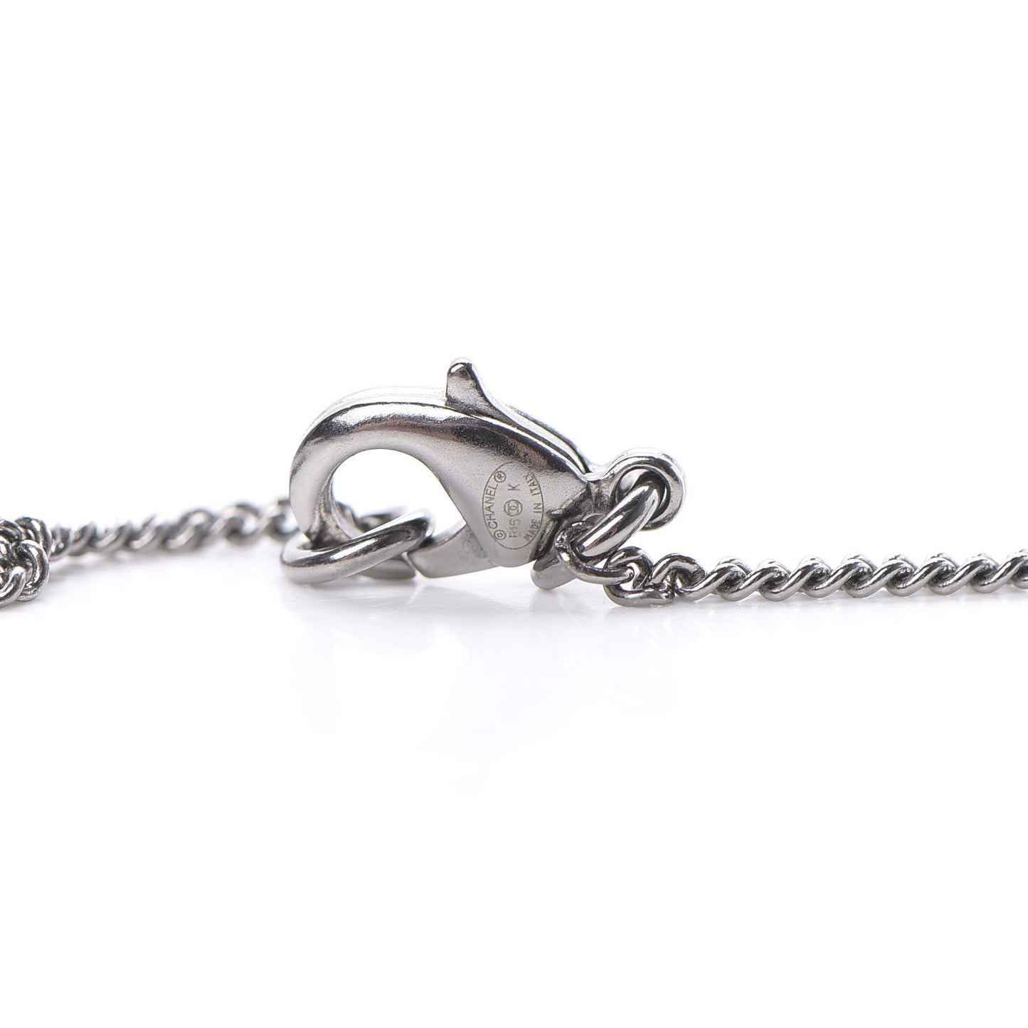 Crystal CC Smiley Emoji Pendant Necklace Silver Black