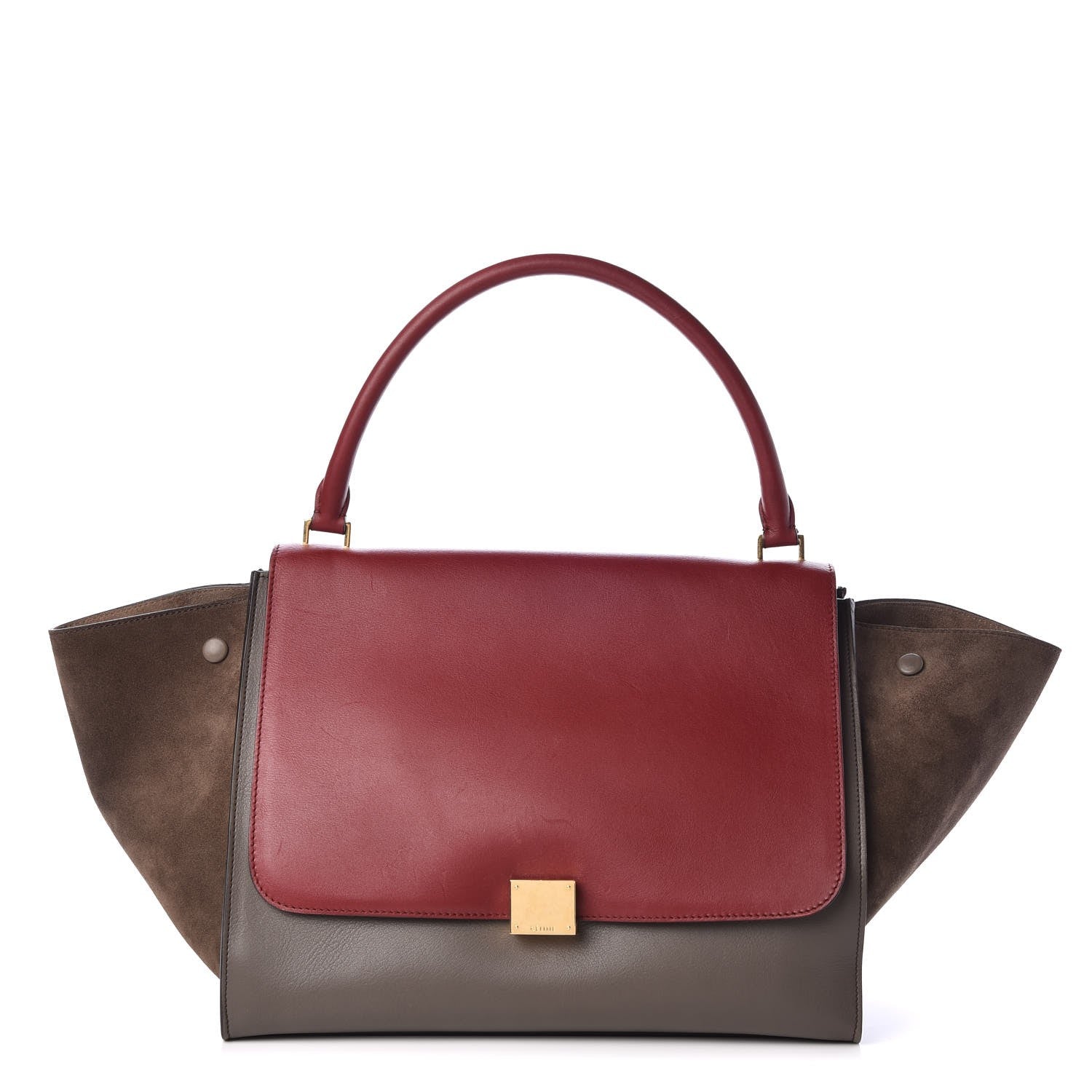 Celine Calfskin Suede Large Tri-Color Trapeze Granite 1 of 11