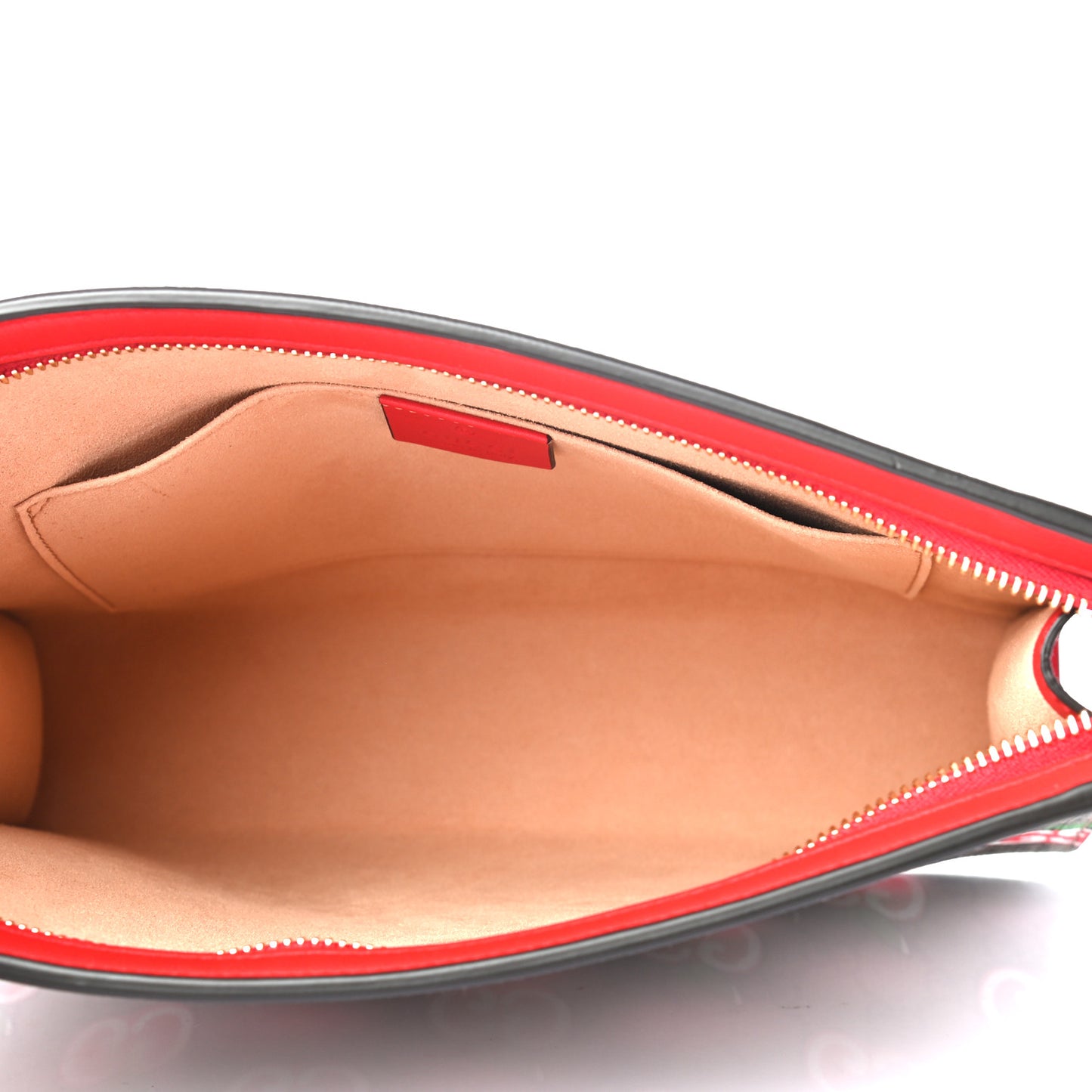GG Supreme Monogram Apple Large Cosmetic Case Beige Multicolor Lobster Red