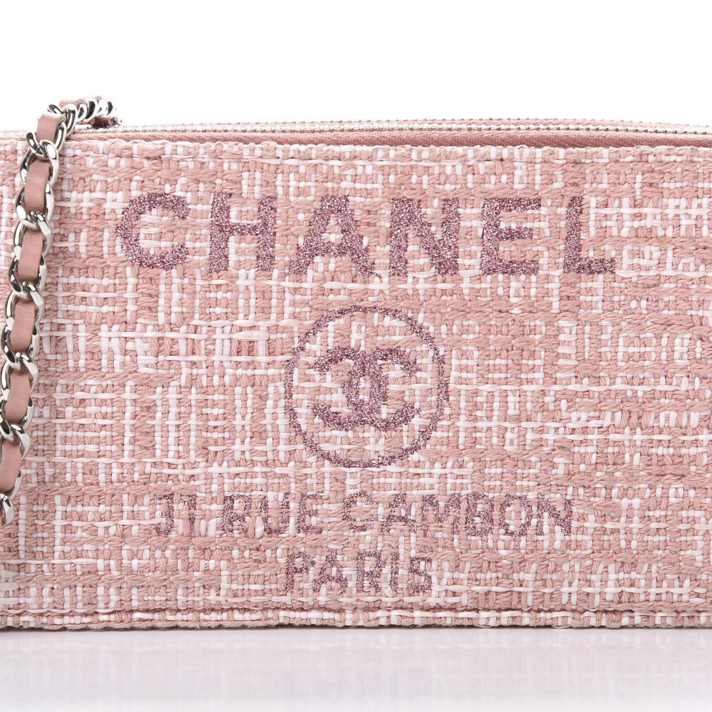 Canvas Small Deauville Clutch With Chain Pink