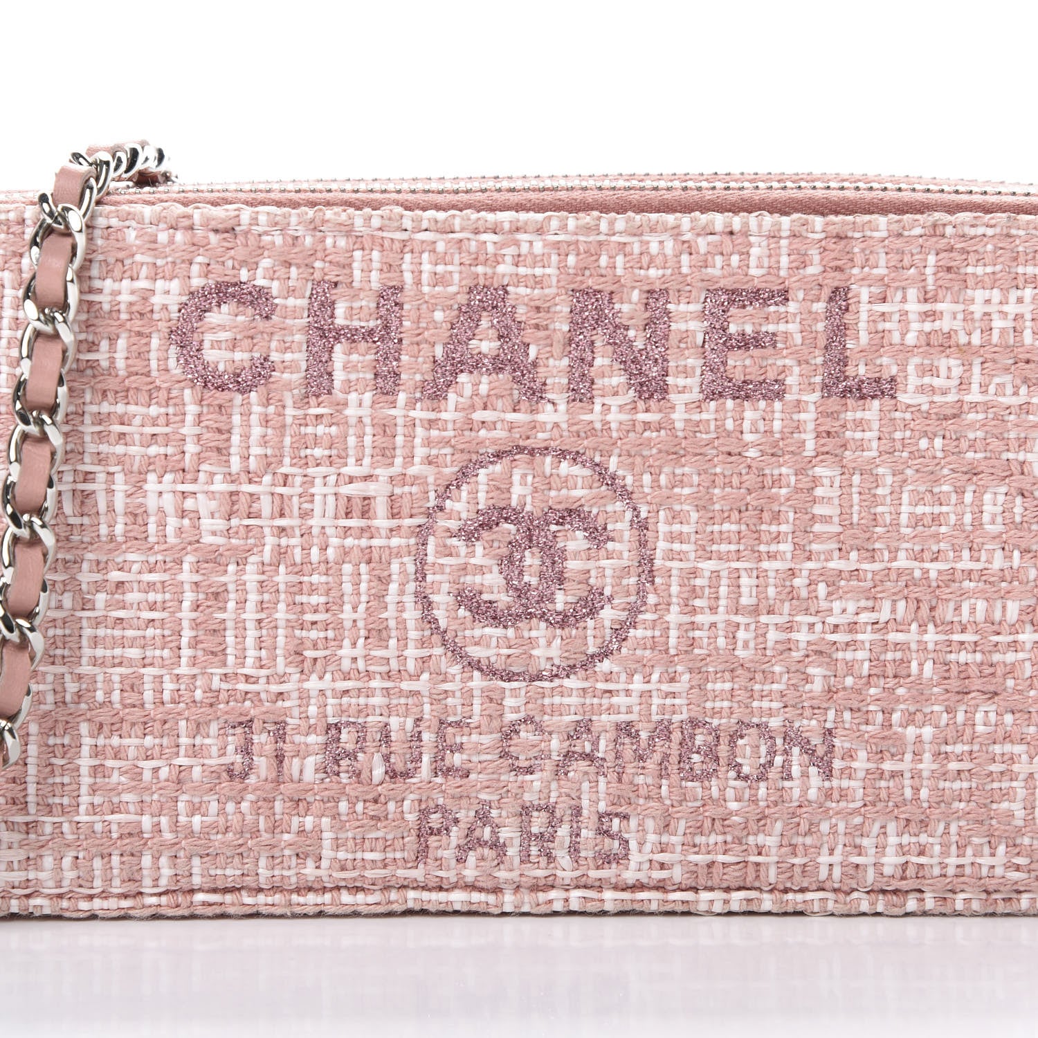 Chanel Canvas Small Deauville Clutch With Chain Pink 10 of 13